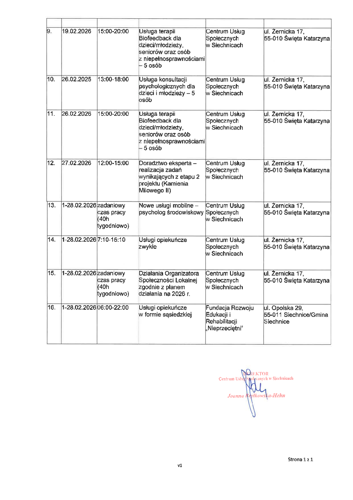 Harmonogram realizacji działań - dostępny również jako załącznik