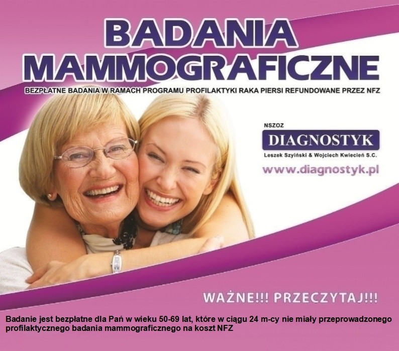 Profilaktyczne badania mammograficzne - 16.10.2023r.